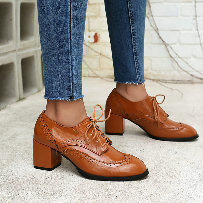 Большие размеры 36–48, коричне – обзор и цена Oxford Lace Up Women