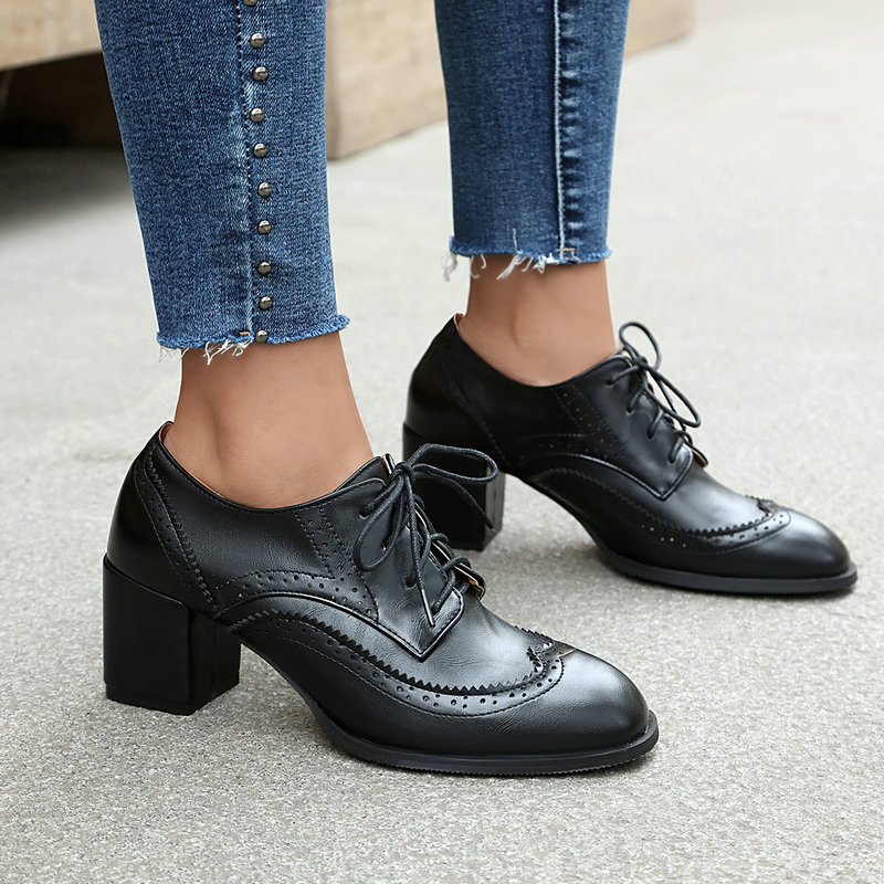 Большие размеры 36–48, коричне – обзор и цена Oxford Lace Up Women